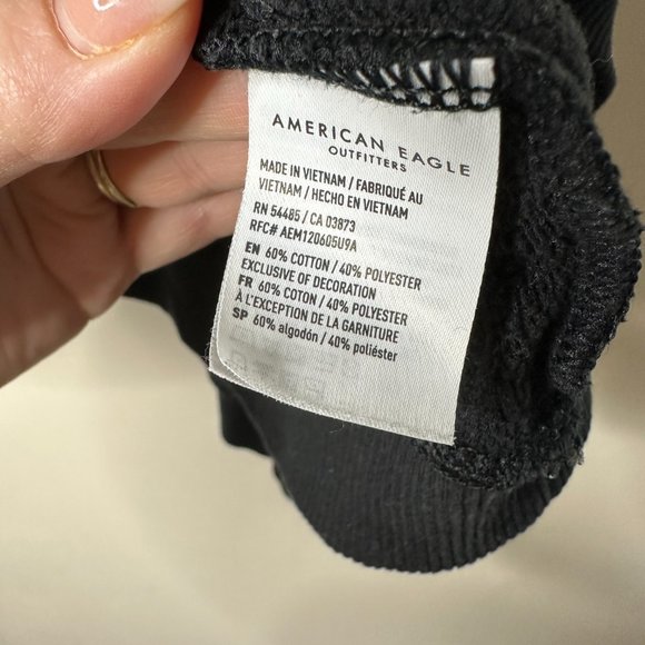 American Eagle Black/Rainbow Striped Hoodie Women's Large - Picture 3 of 5